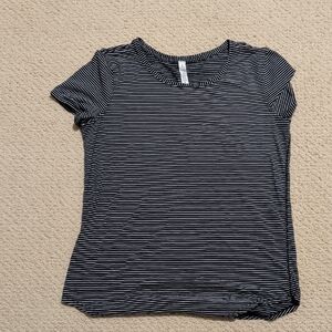 lululemon athletica Black and White Striped Short Sleeve Love Tee